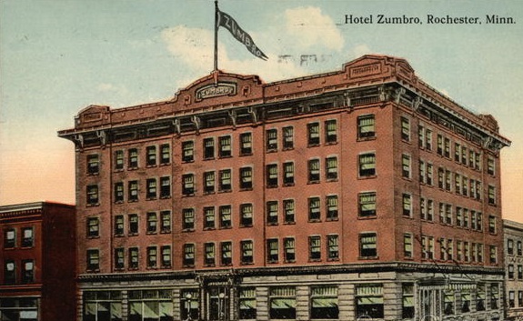 1915postcardHotelZumbroRochesterMN — Olmsted County, Minnesota